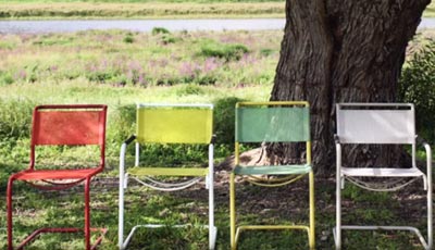 Colourful outdoor versions of iconic Bauhaus chairs